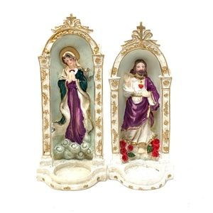 Mother Mary & Jesus Tealight Candle Votives 7"